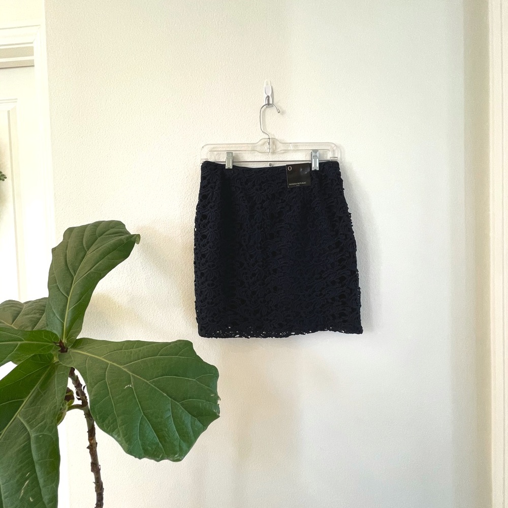 Banana Republic Navy Lacy Mini Skirt